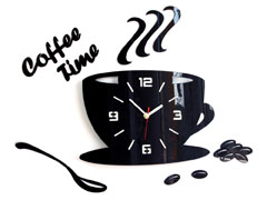 Moderni zidni satovi COFFE TIME 3D BLACK NH045-black
