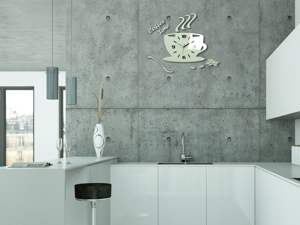 Moderni zidni satovi COFFE TIME 3D WHITE NH045-white