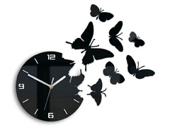 Moderni zidni sat BUTTERFLIE 3D BLACK NH048