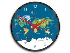 Karta sveta dečiji zidni sat